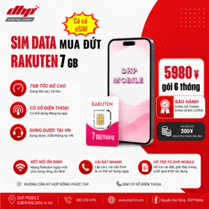 Sim Data Rakuten - 7GB/Tháng | Dùng 6 Tháng