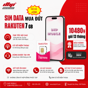 eSIM Data Rakuten- 7GB/Tháng, Dùng 13 Tháng